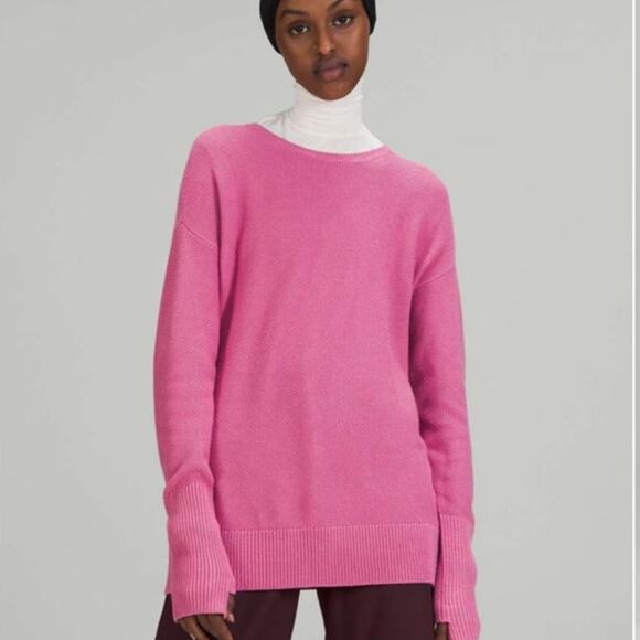 Lululemon Size 10 CASHMERE Blend Cashlu Crossover Back Sweater Pink Blossom - Picture 2 of 11